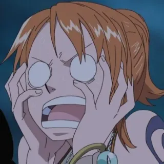😱 e0c08fff Nami One Piece Anime, Reaktion, überrascht, schockiert, lustiges Gesicht, Nami, One Piece whatsapp sticker