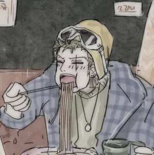 😋 440a7577 anime, eating, character, noodles whatsapp sticker