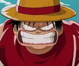 😬 8454b914 Monkey D. Luffy One Piece anime, manga, pirate, straw hat, angry, one piece, luffy whatsapp sticker