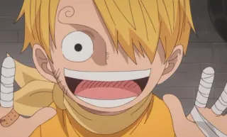 😄 bb3182a6 Sanji One Piece anime, cartoon, smile, bandages, happy whatsapp sticker