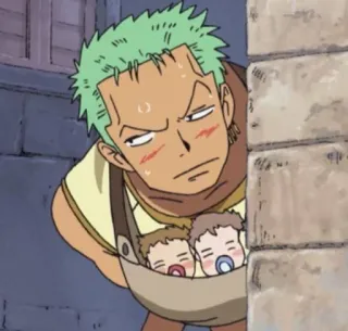 🍼 2d5b98ee Roronoa Zoro One Piece Anime, One Piece, Roronoa Zoro, Baby, Grappig telegram sticker