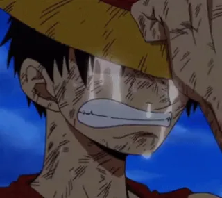 😢 6ca00300 Monkey D. Luffy One Piece Anime, Huilend, Verdrietig, One Piece, Luffy, Monkey D. Luffy telegram sticker