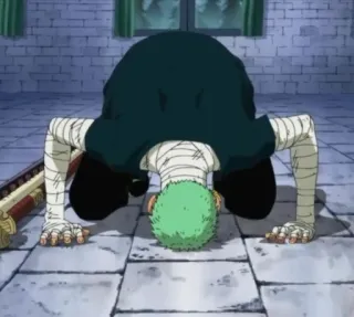🙏 76a1bed0 Roronoa Zoro One Piece Anime, Zwaardvechter, Verband, Groen haar, Buigen, One Piece, Roronoa Zoro telegram sticker