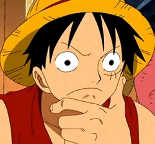 🤔 e3b1103b Monkey D. Luffy One Piece Monkey D. Luffy, One Piece, Anime, Manga, Piraat, Denken telegram sticker