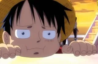 😔 fb1cb79a Monkey D. Luffy One Piece Anime, One Piece, Luffy, Cartoon, Grappig, Dom, Strohoed, Manga telegram sticker