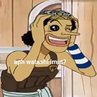 😘 071d2f3f Usopp One Piece aph watashi imut? アニメ, ワンピース, ウソップ, 面白い, ミーム telegram sticker