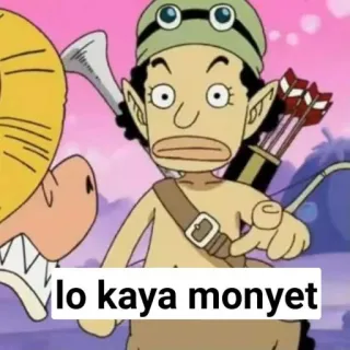 🐵 af96f3e8 Usopp One Piece lo kaya monyet アニメ, ワンピース, ウソップ, 侮辱的, 猿 telegram sticker