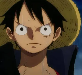 👒 dda3af52 Monkey D. Luffy One Piece anime, manga, pirate, straw hat, determined, serious telegram sticker