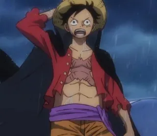 👒 e1c4c846 Luffy One Piece anime, character, one piece, luffy, rain, straw hat telegram sticker