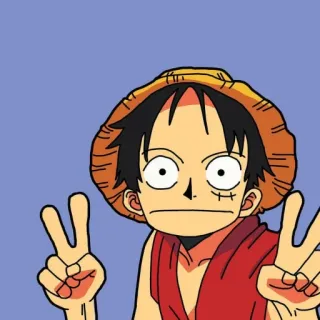 ✖️ af9a4f00 Luffy One Piece anime, One Piece, Luffy, cartone animato, personaggio, segno di pace telegram sticker