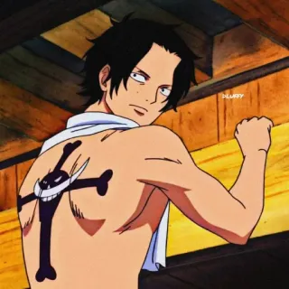 ✖️ afcfa0ae Portgas D. Ace One Piece Anime, One Piece, Pirata, Tatuaggio, Ace, Pirati di Barbabianca, Shonen telegram sticker