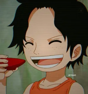 🔥 1f7203b1 Ace One Piece anime, one piece, ace, cartone animato, sorridente telegram sticker