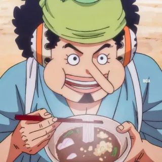 🏹 4a9eeee5 Usopp One Piece Usopp, One Piece, Anime, Cartone animato, Cibo, Ramen, Mangiare telegram sticker