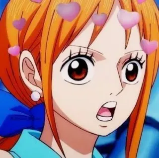 🧡 f3a23169 Nami One Piece Anime, One Piece, Nami, Cartone animato, Cuori, Carino, Adesivo telegram sticker
