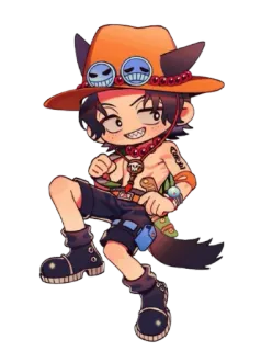 ▫️ f3ac0c8a Ace One Piece one piece, ace, anime, manga, personaggio, chibi, cartone animato, pirata telegram sticker