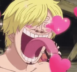 ☺️ a89ac043 Sanji One Piece Anime, Sanji, One Piece, Miłość, Pożądanie, Serca, Podekscytowany, Kreskówka telegram sticker