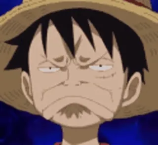 ☺️ ac530e1d Monkey D. Luffy One Piece Anime, Kreskówka, One Piece, Monkey D. Luffy, Słomkowy kapelusz, Śmieszna mina telegram sticker