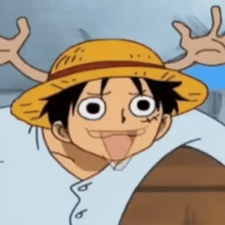 😊 b9cfcc3a Luffy One Piece Anime, Monkey D. Luffy, One Piece, Śmieszne, Słomkowy kapelusz, Kreskówka telegram sticker