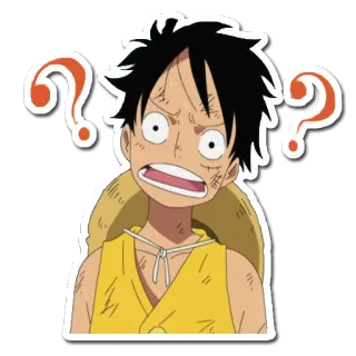 ❓ 352e6222 Luffy One Piece 动漫, 海贼王, 路飞, 蒙奇·D·路飞, 问号, 困惑, 卡通, 贴纸 telegram sticker