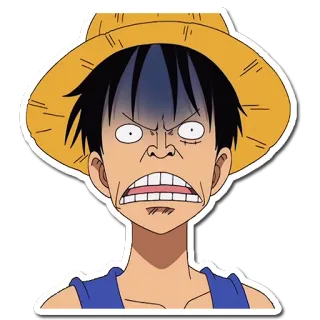 😖 a943817a Monkey D. Luffy One Piece 动漫, 海贼王, 路飞, 卡通, 草帽, 滑稽表情 telegram sticker