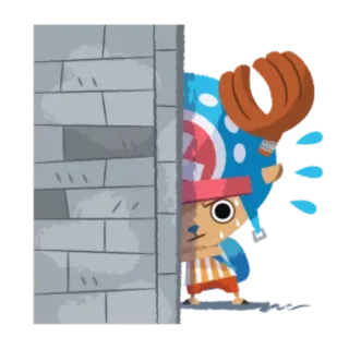 😶 726cf153 Tony Tony Chopper One Piece Anime, One Piece, Tony Tony Chopper, Charakter, Verstecken, Spähen telegram sticker