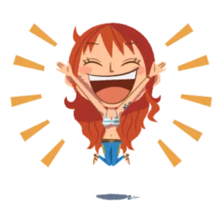 😄 8867fe65 Nami One Piece Anime, Cartoon, Fröhlich, Aufgeregt, Feier telegram sticker