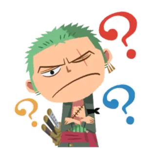❓ b6e101d4 Zoro One Piece Anime, Cartoon, Figur, Zorro, One Piece, Fragezeichen telegram sticker