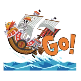 ⛵️ be3d1db4 GO! boot, anime, one piece, going merry telegram sticker