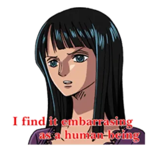 😞 5251ca9c Nico Robin One Piece I find it embarrassing as a human-being nico, robin, embarrassing, anime, one piece telegram sticker