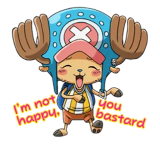 😒 694109cb Tony Tony Chopper One Piece I'm not happy, you bastard anime, chopper, one piece, cute, angry telegram sticker