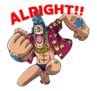 ✊ 8bf03942 Franky One Piece ALRIGHT!! anime, pirate, cyborg, franky, one piece telegram sticker
