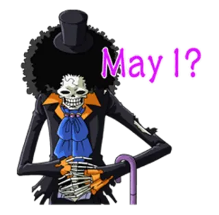 😌 a29eba51 Brook One Piece May I? anime, skeleton, gentleman, one piece, pirate telegram sticker
