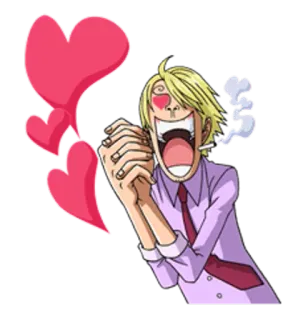 😘 d153e8e8 Sanji One Piece anime, hearts, love, smoker, happy telegram sticker
