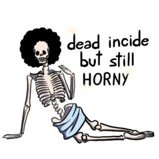 🥵 86470ad7 dead inside - but still horny squelette, coquin, mort à l'intérieur, humour whatsapp sticker