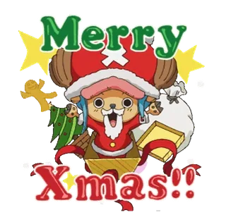 🎄 006dfd41 Tony Tony Chopper One Piece Merry Xmas!! 动漫, 卡通, 圣诞节, 假日, 海贼王, 托尼托尼·乔巴, 贴纸 whatsapp sticker