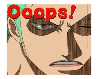 👿 2b221498 Zoro One Piece Ooops! 动漫, 贴纸, 海贼王, 索隆, 哎呀 whatsapp sticker