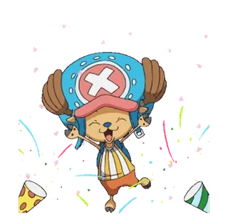 🎉 dcaa8692 Tony Tony Chopper One Piece 动漫, 海贼王, 乔巴, 庆祝, 彩带, 卡通 whatsapp sticker