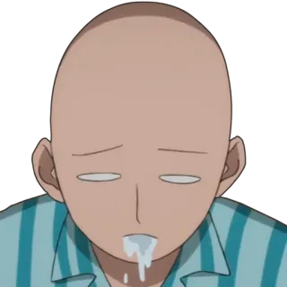 😝 489d90e4 Saitama One-Punch Man anime, one-punch man, saitama, bald, sleepy, drool telegram sticker