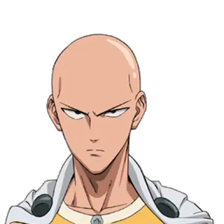😠 cde2311c Saitama One-Punch Man Saitama, One-Punch Man, anime, hero, bald, serious, manga telegram sticker
