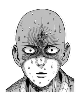 😱 12a6473f Saitama One-Punch Man anime, manga, One-Punch Man, Saitama, lo lắng, đổ mồ hôi, sốc telegram sticker