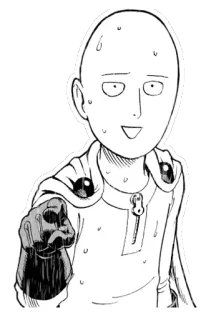 😰 1e843112 Saitama One-Punch Man anime, manga, Saitama, One-Punch Man, anh hùng, hói, hài hước, chỉ tay telegram sticker