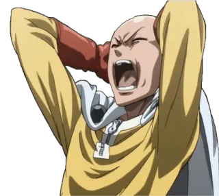 😱 346b47f0 Saitama One-Punch Man 埼玉, 一拳超人, 动漫, 生气, 沮丧, 吼叫 telegram sticker
