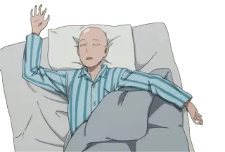 😴 6d8a6f27 Saitama One-Punch Man 动漫, 睡觉, 床, 埼玉, 一拳超人 telegram sticker