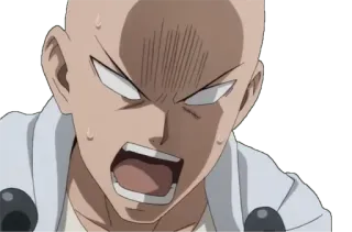 😠 e59b51cf Saitama One-Punch Man 动漫, 埼玉, 一拳超人, 生气, 秃头 telegram sticker