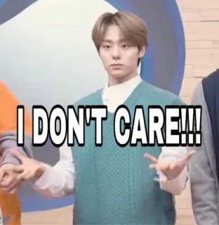 ☺️ 1fda35c5 I DON'T CARE!!! meme, reazione, non mi interessa, me ne frego, atteggiamento whatsapp sticker