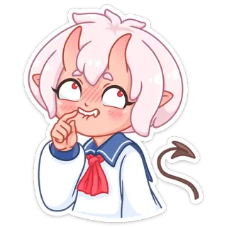 ☺ 05e7744d アニメ, 悪魔, 可愛い, ステッカー, いたずら, 照れ telegram sticker