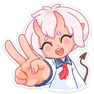 ✌ d49178bf アニメ, 悪魔, 平和, 漫画, 角, 陽気 telegram sticker
