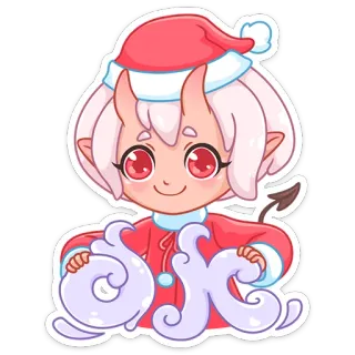 👌 0e2bb067 OK демон, рождество, милый, наклейка, мультфильм, праздник whatsapp sticker