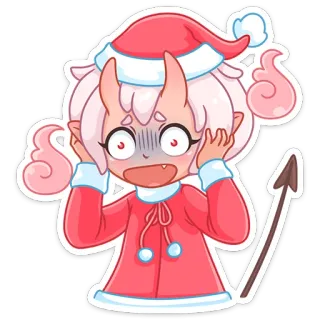 😳 31b8f0f9 Аниме девушка, Демон, Рождество, Мультфильм, Наклейка, Милый, Праздник whatsapp sticker