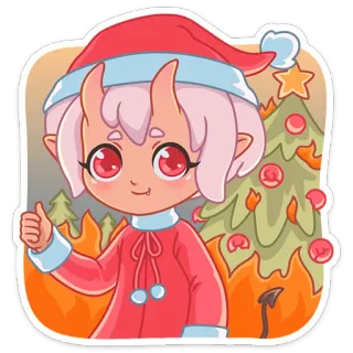 👍 3eda3cf0 стикер, рождество, чёрт, милый, мультик, рога, праздник, праздничный whatsapp sticker